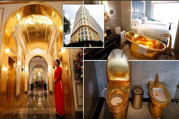 Mục sở thị KHÁCH SẠN DÁT VÀNG 24K từ trong ra ngoài mới khai trương ở Hà Nội